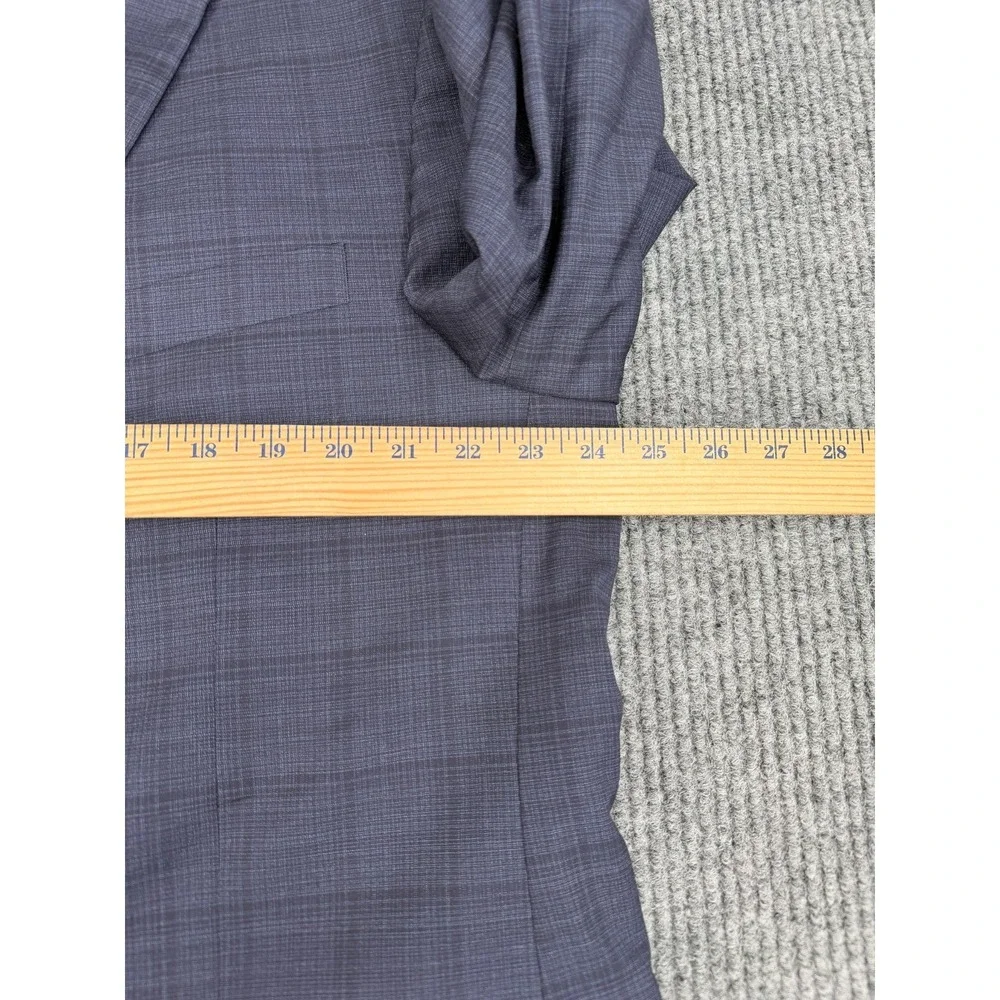 Windowpane Reda 1865 Wool 2‎ Piece Suit 48L/43L Blue Black Modern Fit